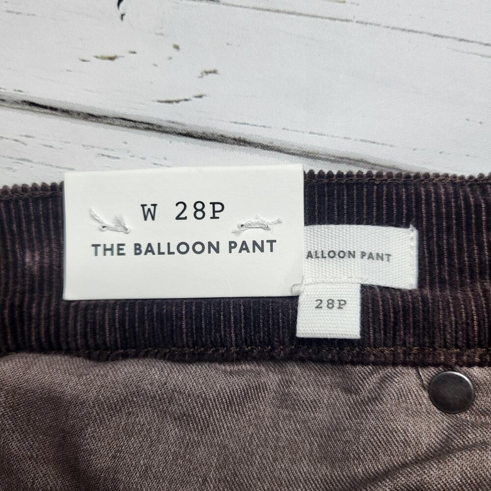 Madewell Petite Balloon Barrel Leg Corduroy Pants Dark Carob Brown Baggy 28P - Picture 8 of 12